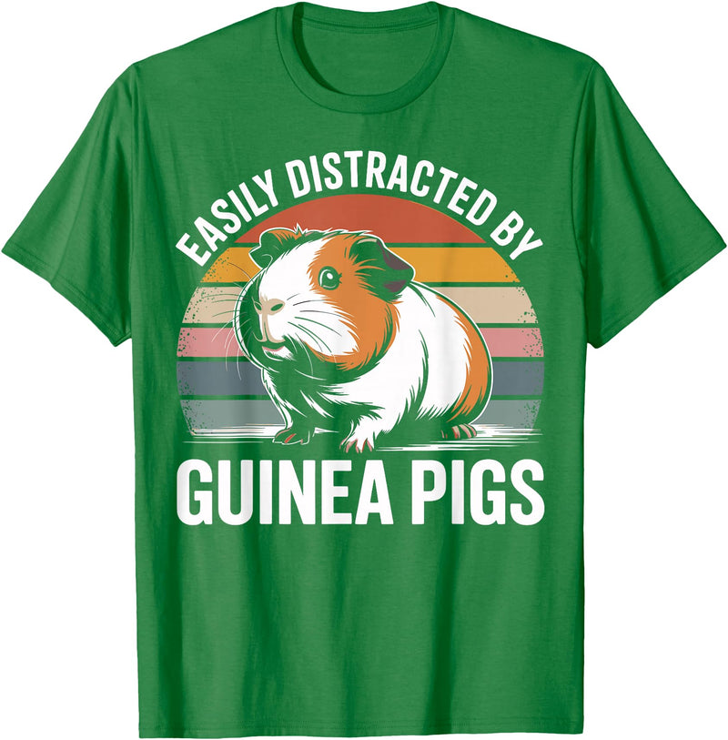 Funny Guinea Pigs Birthday and Deco Designs Easily Distracted By Guinea Pigs Funny Lover T-Shirt - Kelly Green