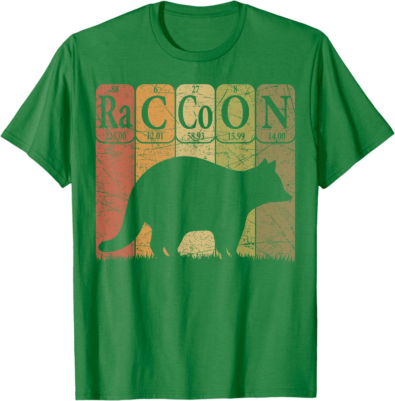 Raccoon Periodic Chemistry Elements Retro Racoon Raccoon Periodic Table Elements Racoon Nerd Vintage T-Shirt - Kelly Green