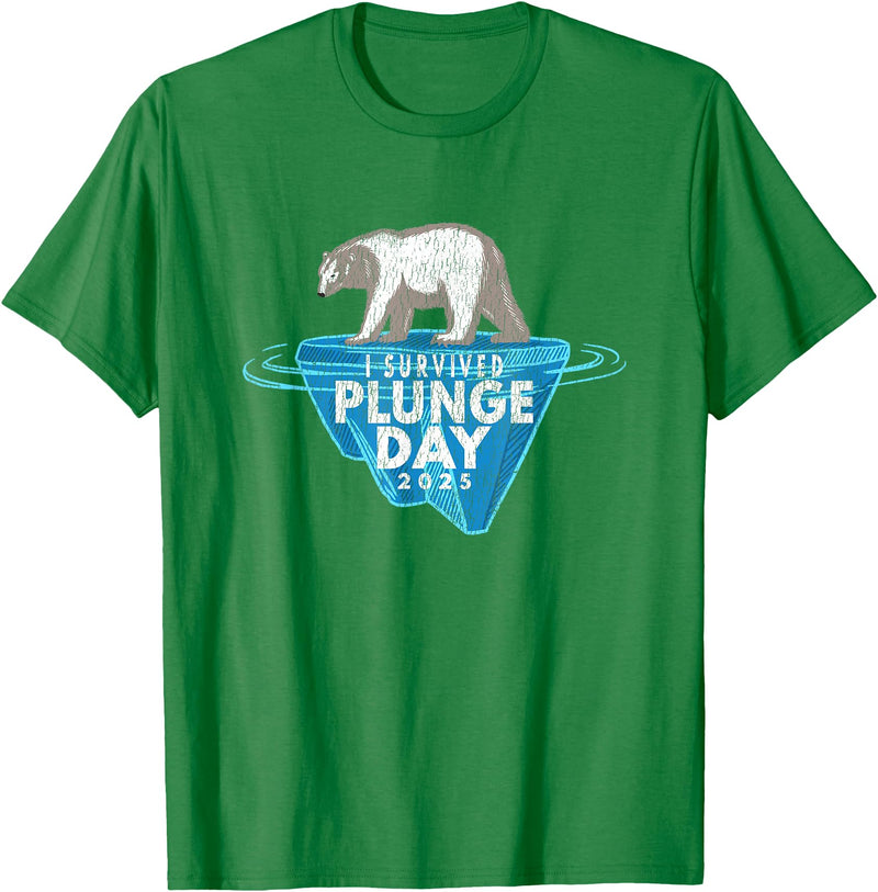 Take The Plunge Designs Polar Bear Plunge Event - Retro I Survived Plunge Day 2025 T-Shirt - Kelly Green