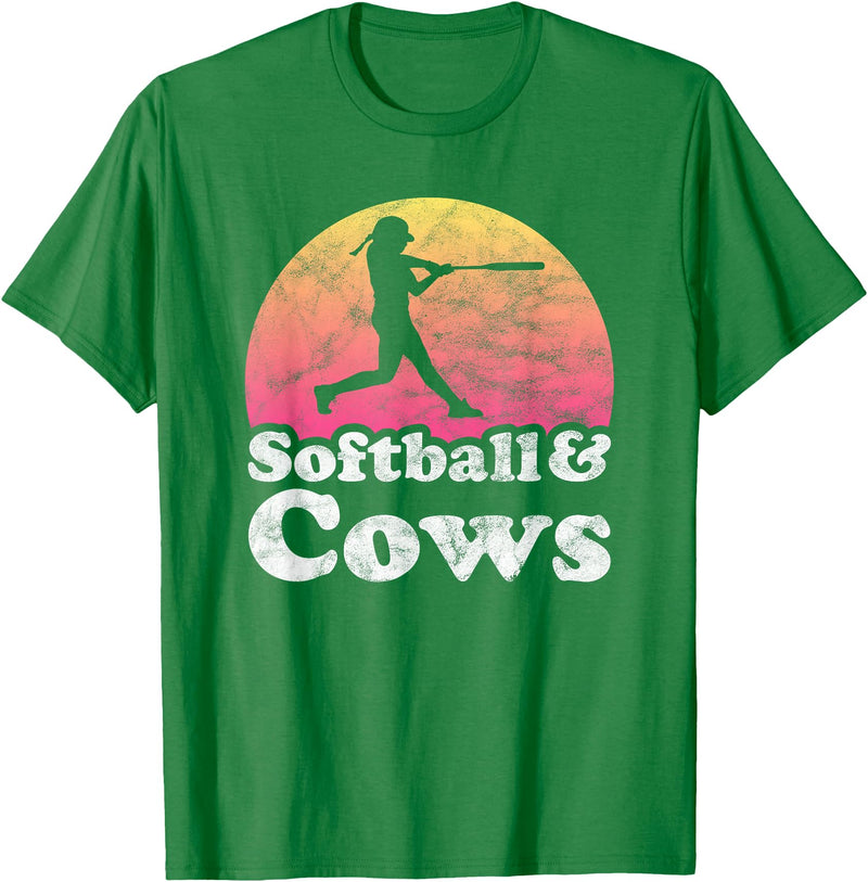 Softball and Cows Apparel Co Softball and Cows Women or Girls Cow T-Shirt - Kelly Green