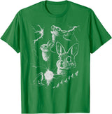 Retro Funny 90s Rabbit Bunny Howling to the Moon Graphic T-Shirt in Kelly Green
