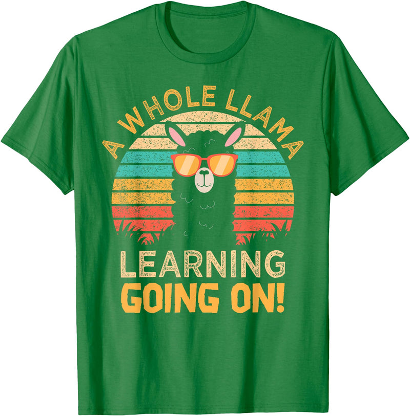 Students & Teachers Designs. A Whole Llama Learning Going on! Students and Teachers T-Shirt - Kelly Green