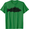 Salmon Fishing Apparel Co. King Salmon Forest Silhouette Pacific Northwest Chinook T-Shirt - Kelly Green