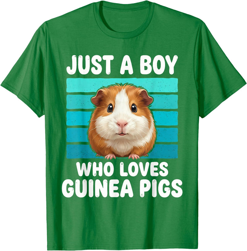 Cute Guinea Pig Stuff Accessories & Gifts Just a Boy Who Loves Guinea Pig Funny Guinea Pig Kids Boys T-Shirt - Kelly Green