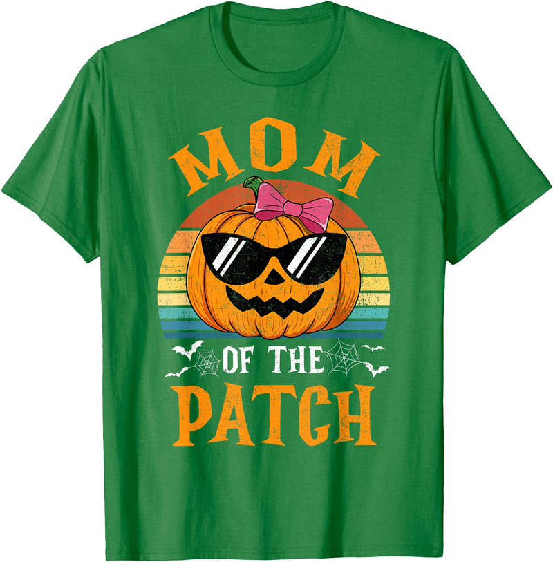 Halloween Pumpkin Patch Family Group Matching Pumpkin Mom Of The Patch Halloween Costume Family T-Shirt - Kelly Green