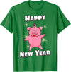 Funny New Year Outfit & New Year Gift Happy New Year Piggy Pig New Year Eve T-Shirt - Kelly Green