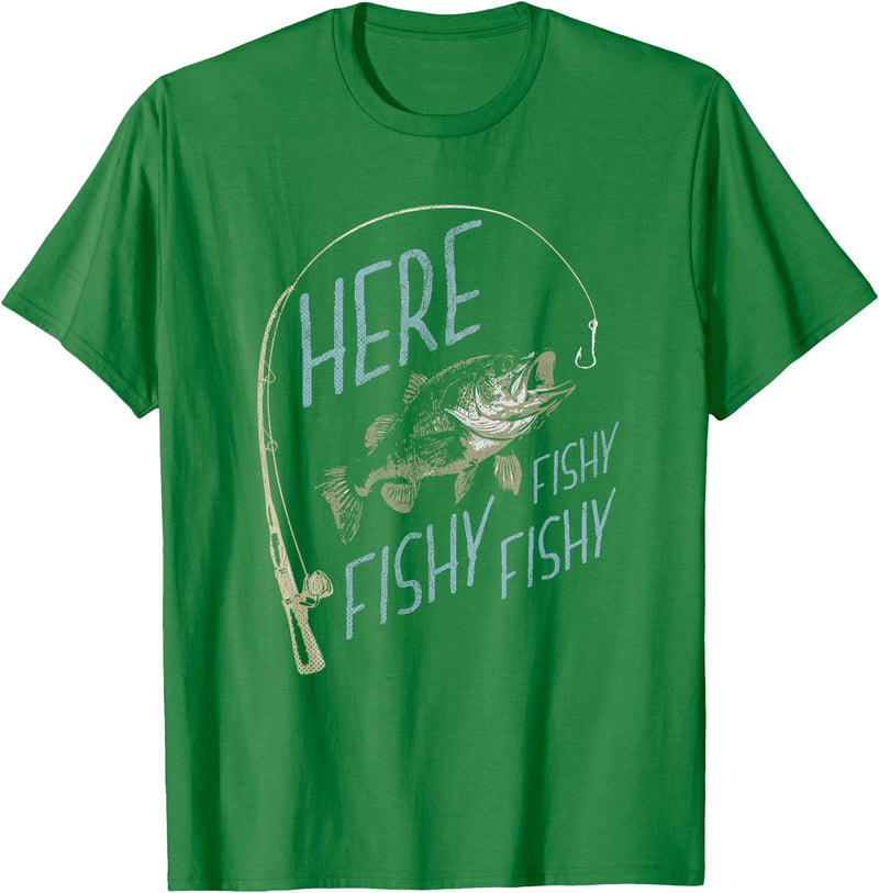 Classic Fishing Outdoors Designs Here Fishy Funny Fishing T-Shirt - Kelly Green