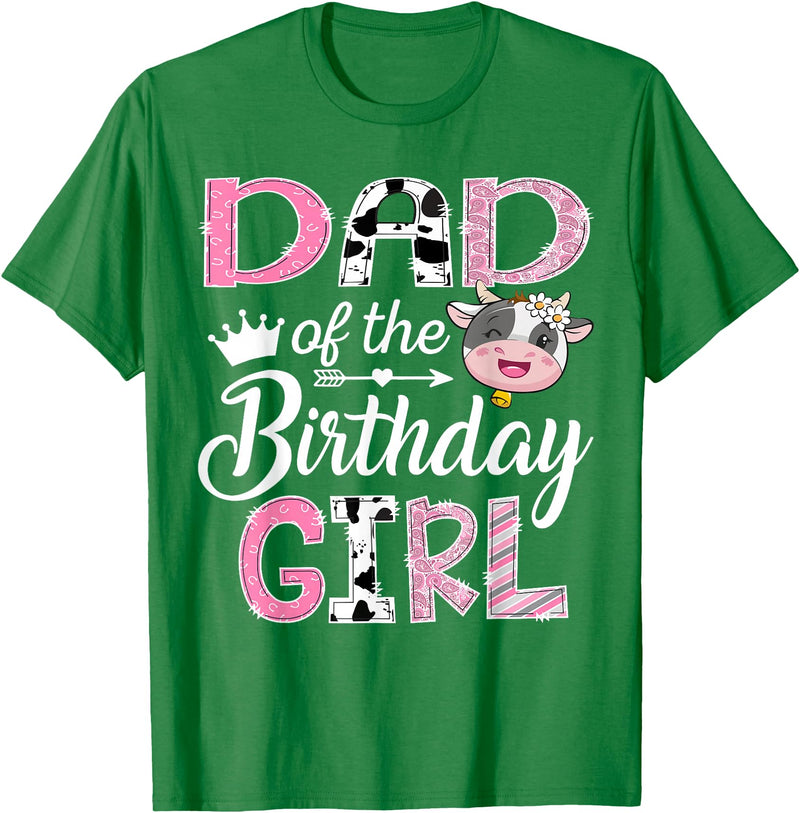 Funny Farm Cow Birthday Girl Matching Dad of The Birthday Girl Farm Cow 1st Birthday Girl T-Shirt - Kelly Green