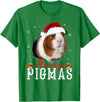 Funny Guinea Pigs Lover T-Shirts Gifts Cute Merry Pigmas Face Mask Funny Guinea Pig Christmas Santa Xmas T-Shirt - Kelly Green