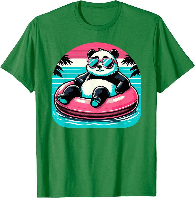 Nerrrdy Pool Party Panda Pink Float Men Women Kids Funny Pool Panda T-Shirt - Kelly Green