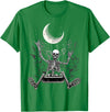 Skeleton Love Halloween Moon Skeleton Rock On Hand Spooky Halloween Rock Concerts T-Shirt - Kelly Green