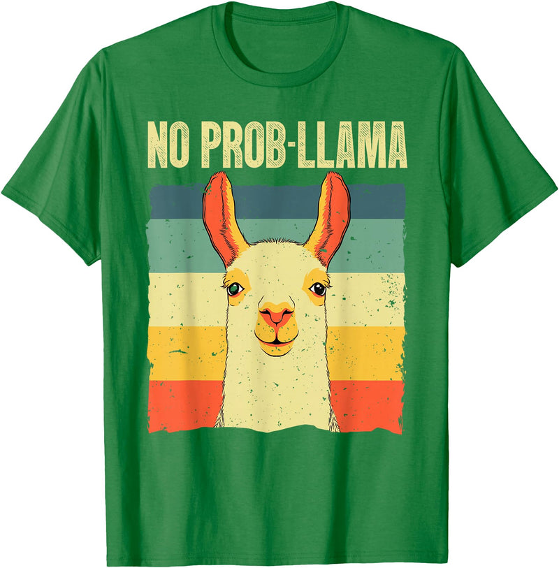 Funny Llama Gift Llama Lover Accessories & Stuff Cool Llama for Men Women No Prob Llama Alpaca Farming Animal T-Shirt - Kelly Green