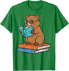 Reading Bear Bookworm Tee Reading Bear Bookworm Cute Bear with Glasses Books T-Shirt - Kelly Green