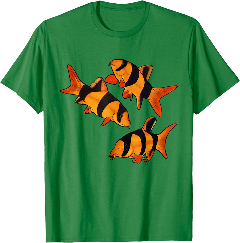 Freshwater Fish Fun Clown Loach Fish Aquarium Design-Tiger Botia T-Shirt - Kelly Green