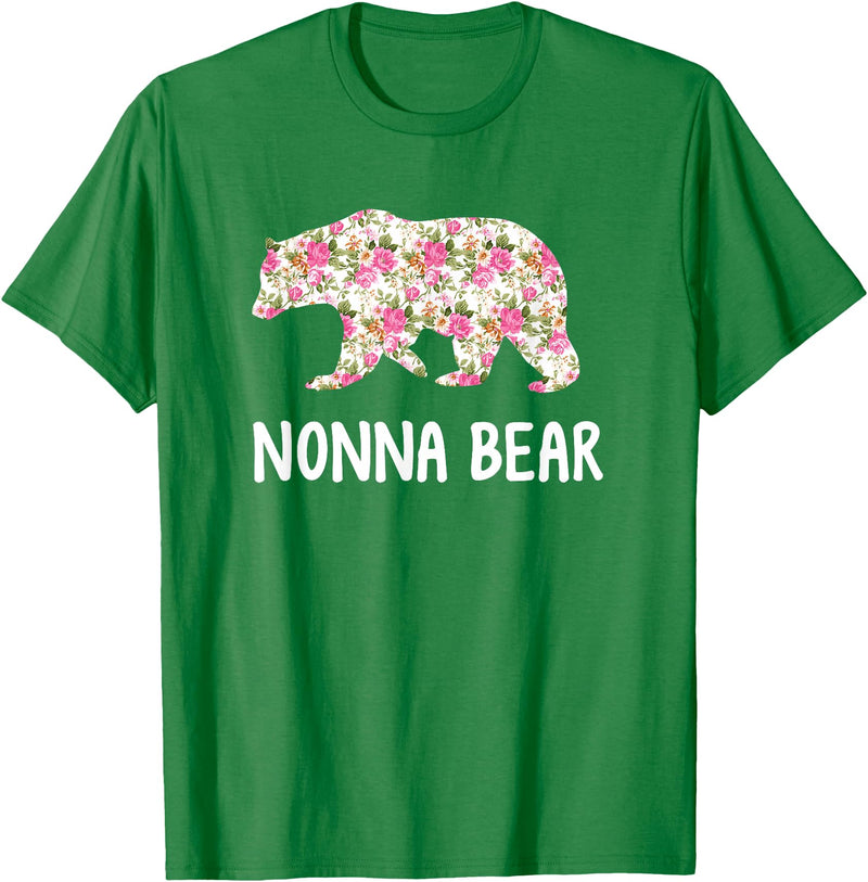 Grandparents Tees By Luna Nonna Bear Floral T-Shirt T-Shirt - Kelly Green
