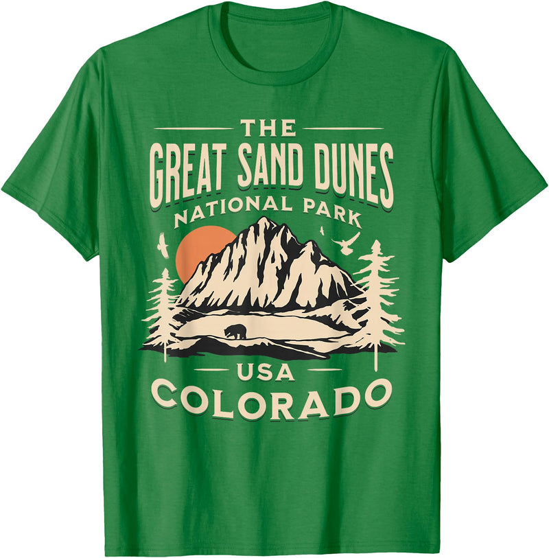 Great Sand Dunes National Park Colorado USA Retro Great Sand Dunes National Park Colorado Hike Outdoors Retro T-Shirt - Kelly Green