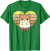 Cute Hamster Design Retro Heart Shape Vintage T-Shirt - Kelly Green