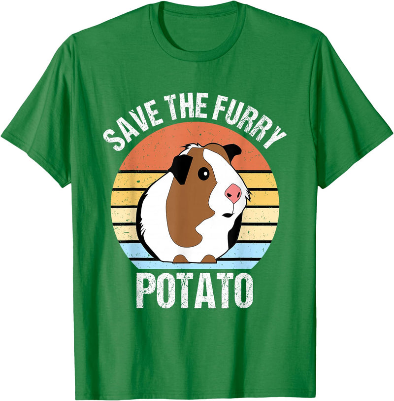 Vintage Guinea Pig Shirts and Gifts Save The Furry Potato Funny Guinea Pig T-Shirt - Kelly Green
