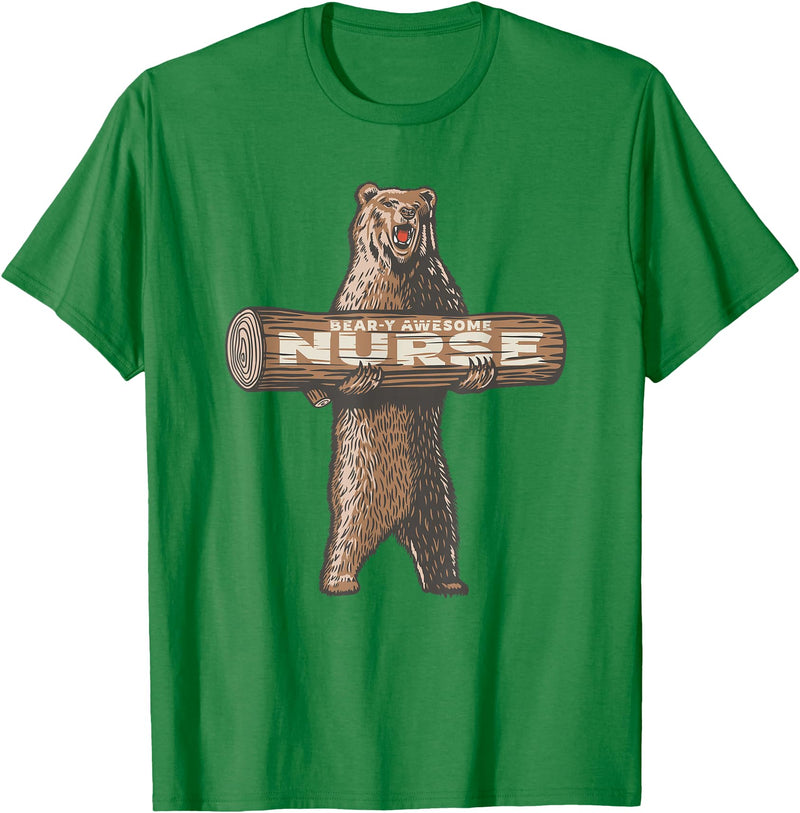 Cartba Nursing Co. Awesome Nurse Funny Saying | Fun Nursing Appreciation T-Shirt - Kelly Green