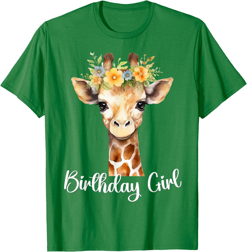 Zoo Animal Matching Birthday Girl Party Outfits Giraffe Birthday Girl Outfit for Wife Zoo Birthday Party T-Shirt - Kelly Green