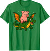 PigAxis1 Pig Animal Lover Dragon Riding Zoo Day Boys Girls Kids T-Shirt - Kelly Green