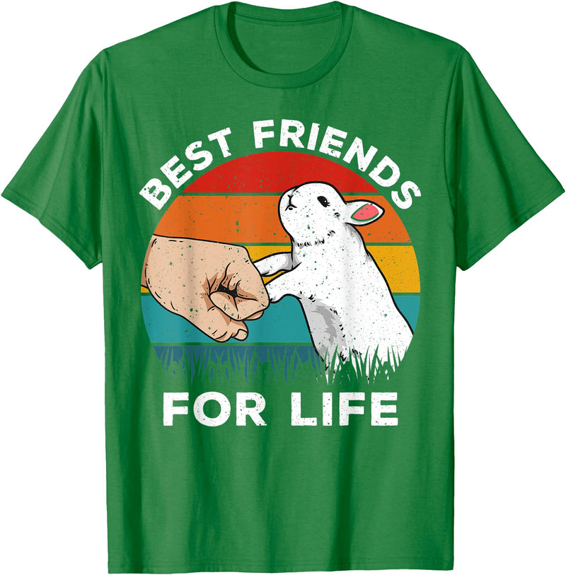 Retro Rabbit Best Friends for Life Funny Bunny Rabbit T-Shirt in Kelly Green