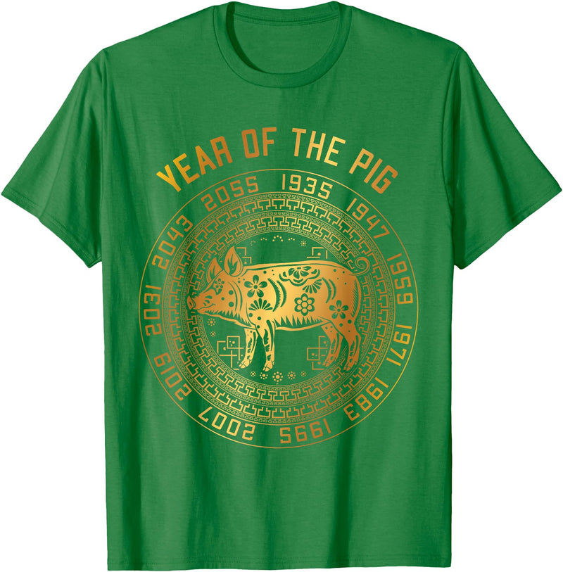 Chinese Zodiac Lunar New Year Astrology Horoscope Chinese New Year Of Pig Chinese Zodiac Year 2031 T-Shirt - Kelly Green
