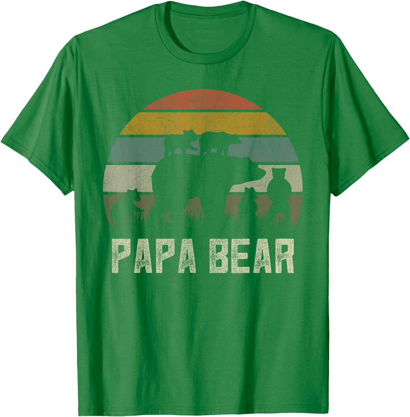 Bear Cubs Family Matching Gifts & Shirts Clothing Funny Papa Bear Shirts, Cub 5 Kids Fathers Day Grandpa T-Shirt - Kelly Green