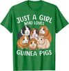Funny Guinea Pig Lover Guinea Pigs Just a Girl Who Loves Guinea Pig T-Shirt - Kelly Green