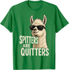 Inappropriate Funny Meme Tee Funny Llama Spitters are Quitters Adult Humor T-Shirt - Kelly Green