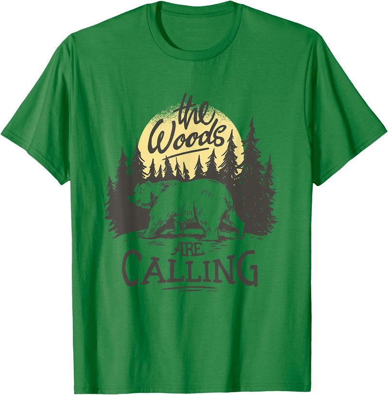 Funny Bear Themed Apparel & Accessories The Woods are Calling Cool Nature Bear Graphic T-Shirt - Kelly Green