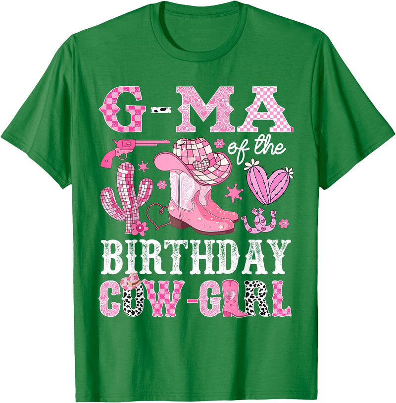 Pink Western Cowgirl Bday Party Family Matching G-Ma Of The Birthday Cow-Girl Rodeo Cowgirl Bday T-Shirt - Kelly Green