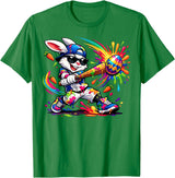 Funny Dripping Drip Rabbit Bunny Baseball Easter Men Boy Kid T-Shirt in Kelly Green