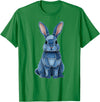 Funny Rabbit Bunny Easter Blue Denim Patchwork Style Animal T-Shirt in Kelly Green