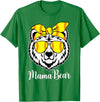 Mama Bear Face Apparel Softball Mama Bear With Sunglasses Bandana Momma Mothers Dy T-Shirt - Kelly Green