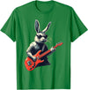 Rabbit Bunny Wearing Sunglasses Playing Guitar Musician T-Shirt in Kelly Green