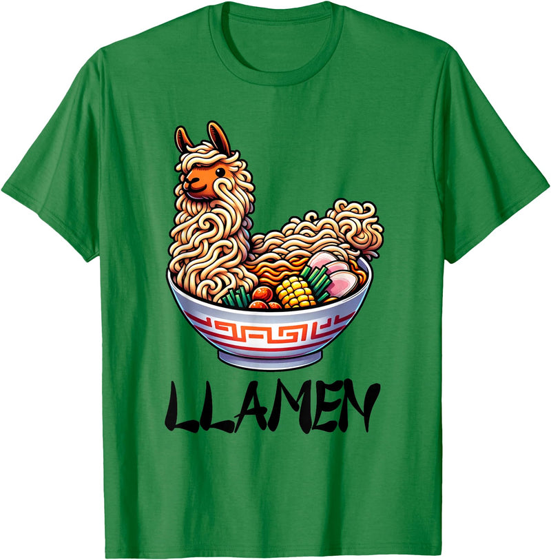 Alpaca LLama Lama Llamen Ramen Chinese Food Llamen Noodles Chinese Food Alpaca Llama Lover T-Shirt - Kelly Green