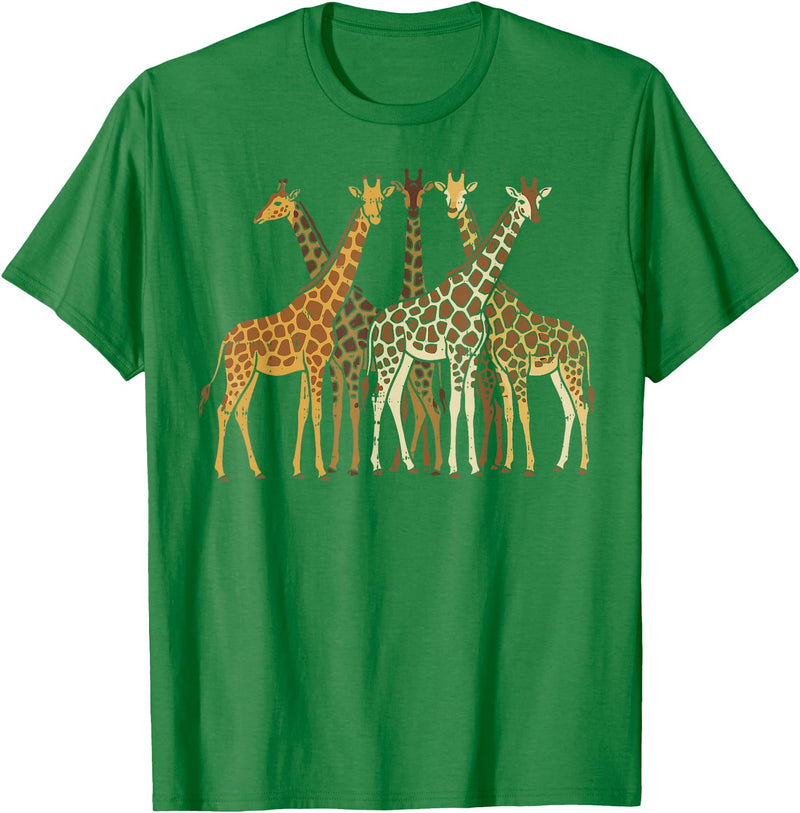 Safari Wildlife Shirts Men Women Kids Safari Giraffes Herd Wildlife African Jungle Men Women Kids T-Shirt - Kelly Green