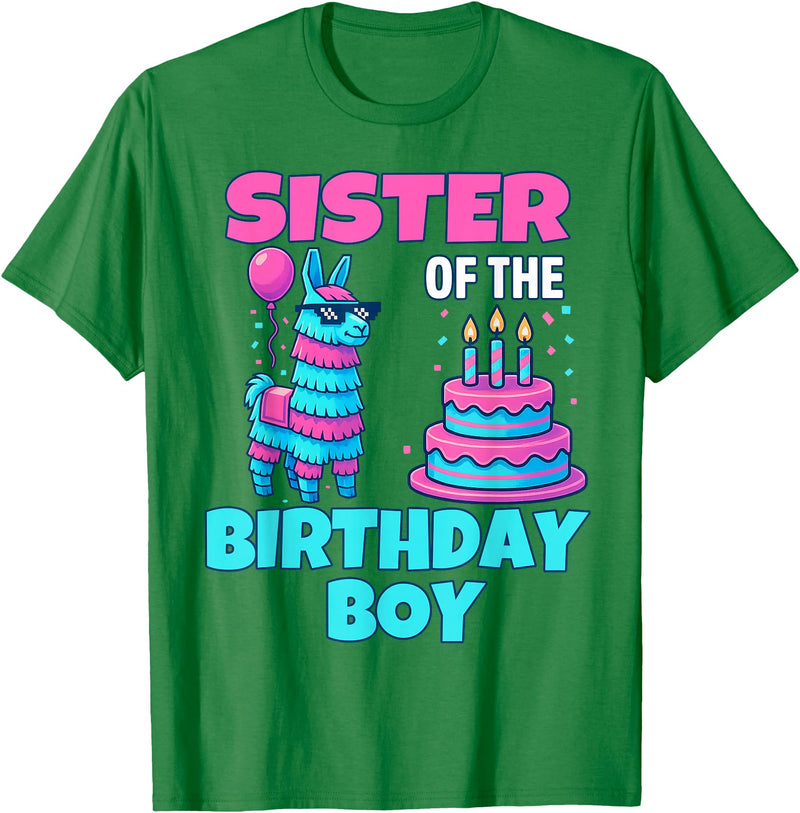 gaming gamer Birthday Llama Pinata Family Apparel Sister Birthday Boy Llama Pinata Party family mathing women T-Shirt - Kelly Green