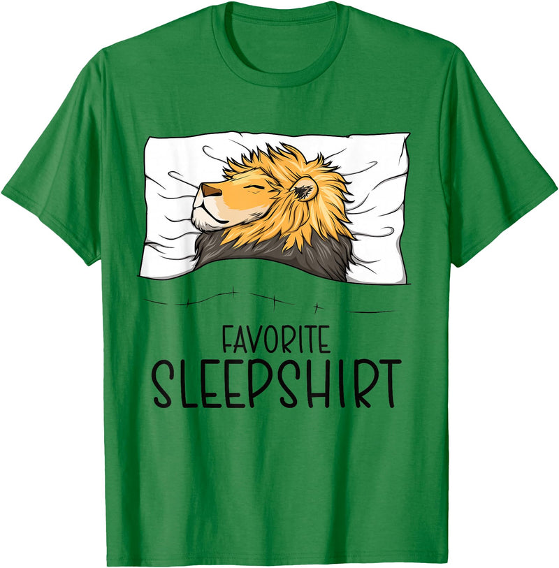 Sleeping & Napping Shirt Gifts For Nap Lovers Favorite Sleepshirt Lion, Napping Lion Pajama T-Shirt - Kelly Green