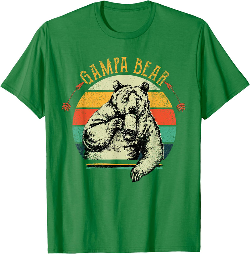 Gampa Bear Funny Father's Day shirt Mens Vintage Gampa Bear Shirt Funny Fathers Day T-Shirt - Kelly Green