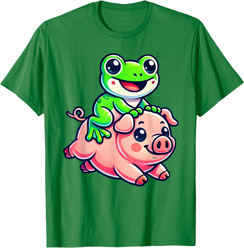 Cute Frog Pig Apparel Kawaii Frog Pig T-Shirt - Kelly Green