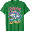 Fishermen Gifts Little Girls Boys Respect The Drip Fishing Boys Girls Fish Youth Bass Kids T-Shirt - Kelly Green