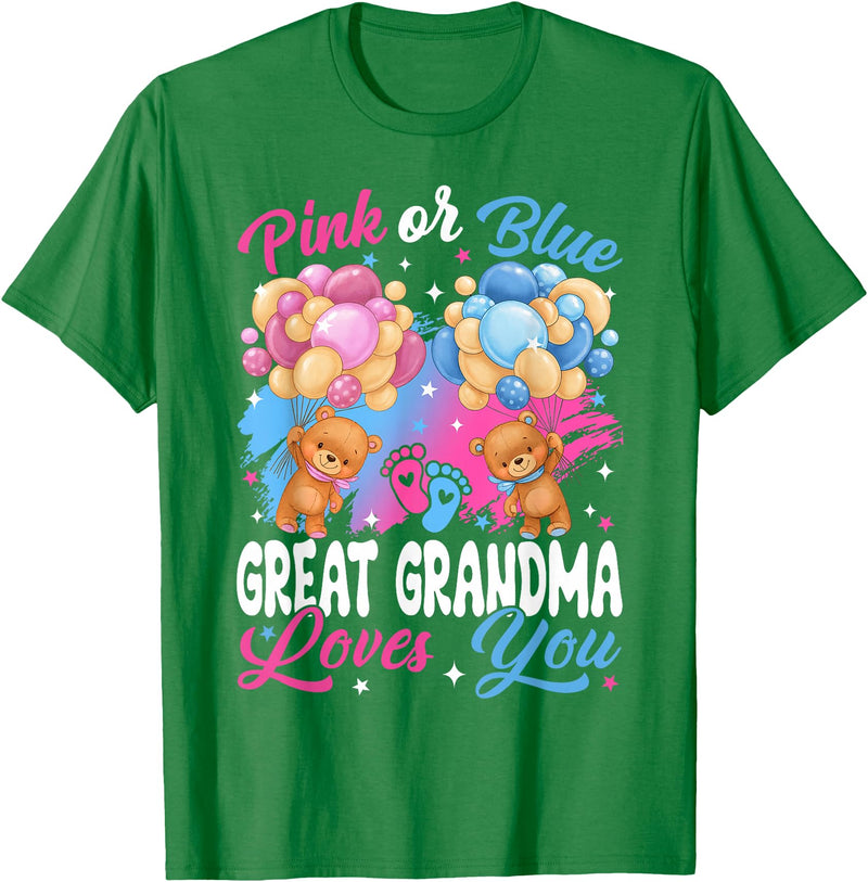 Bears Pink Or Blue Gender Reveal Bears Pink Or Blue Great Grandma Loves You Gender Reveal T-Shirt - Kelly Green