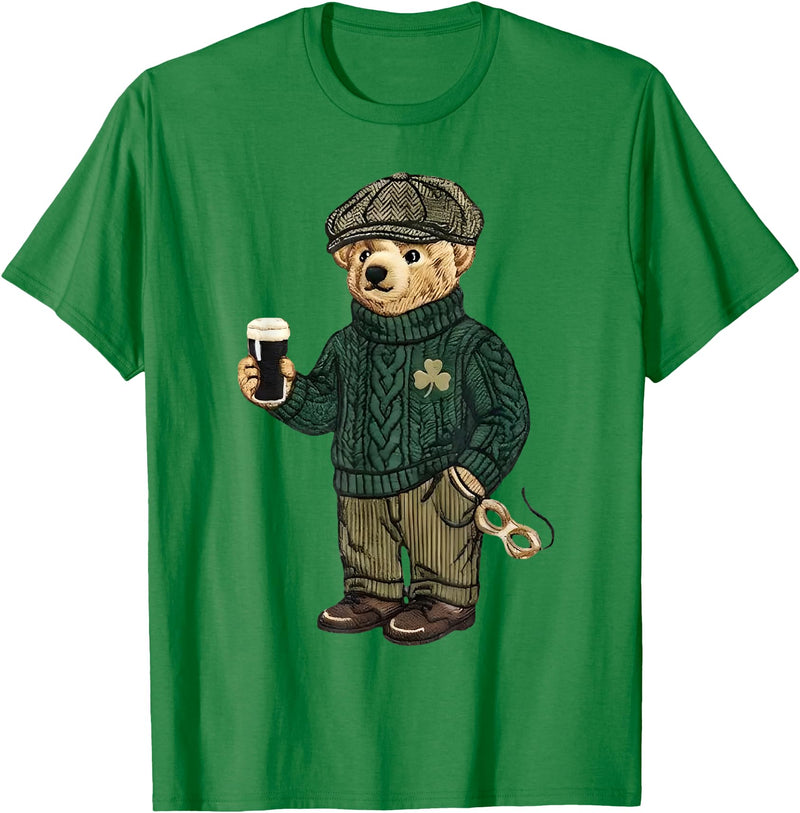 Teddy Bear Feeling Lucky St Patricks Women Men Cool Funny Teddy Bear Feeling Lucky Drinking St Patricks Day T-Shirt - Kelly Green