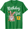 Bunny Rabbit Birthday Girl 12th Birthday Party 12 Years Old T-Shirt in Kelly Green