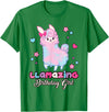Llamazing Birthday Girl Llama Family BW Art Llama Birthday Girl Llamazing Birthday Alpaca Llama Girl T-Shirt - Kelly Green