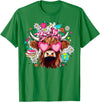 Cute Highland Cow Funny Teacher Life Retro Cute Highland Cow Teacher Bow Flower Heart Glasses T-Shirt - Kelly Green