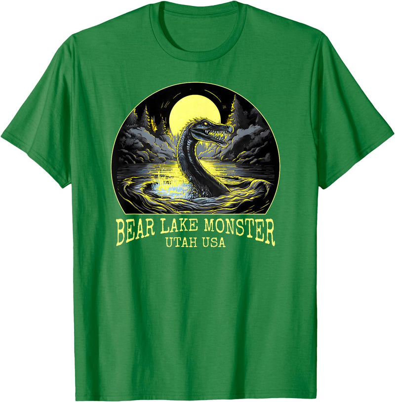 FunWearVm The Bear Lake Monster Cryptid Utah USA Cryptozoology T-Shirt - Kelly Green
