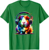 Guinea Pigs Gift For A Guinea Pig Lover Colorful Splash Art Headphones Guinea Pig Lover Guinea Pigs T-Shirt - Kelly Green